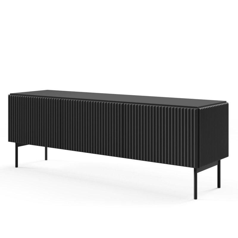 Siyah Çizgili MDF TV Ünitesi 147x51 cm Metal Ayaklı - 78904