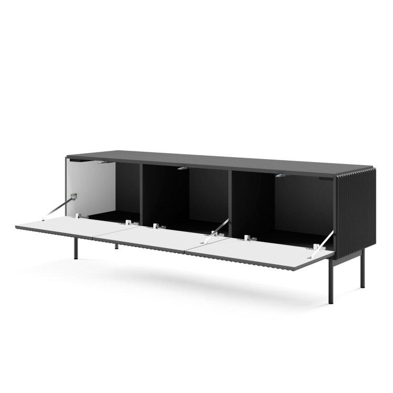 Siyah Çizgili MDF TV Ünitesi 147x51 cm Metal Ayaklı - 78904