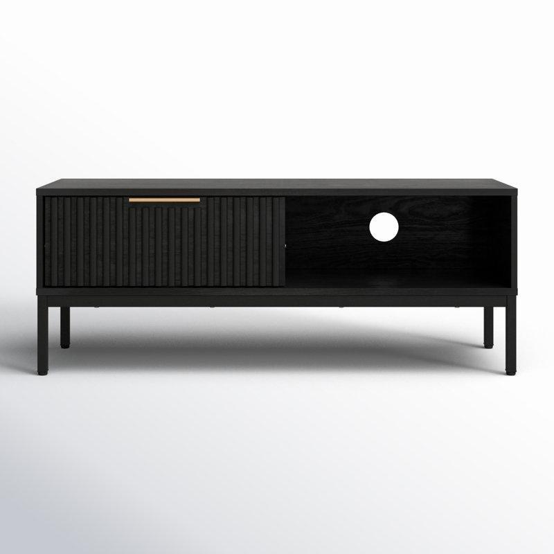 Siyah Endüstriyel Ahşap 47 cm Açık Raflı TV Ünitesi - 80209