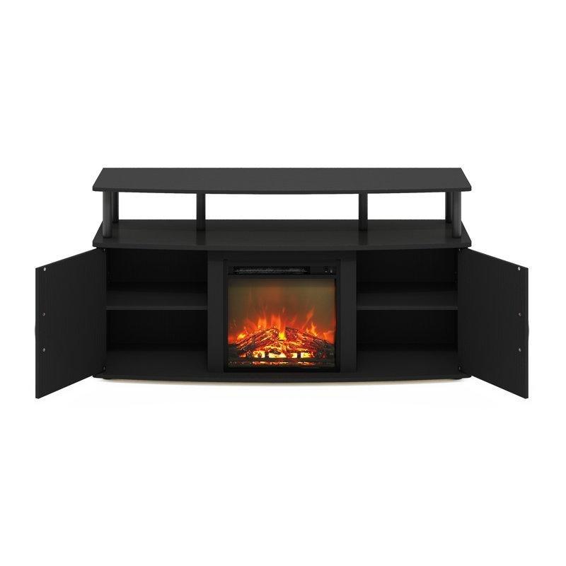 Siyah Endüstriyel Ahşap Elektrikli Şömineli Mini TV Ünitesi 120x61x62 cm - 80185