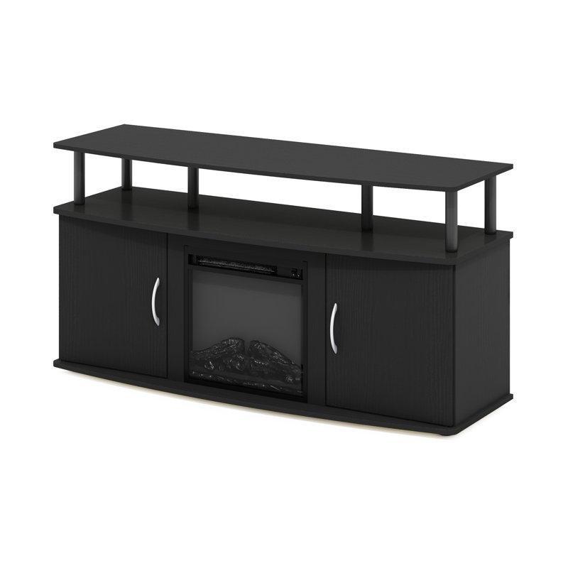 Siyah Endüstriyel Ahşap Elektrikli Şömineli Mini TV Ünitesi 120x61x62 cm - 80185