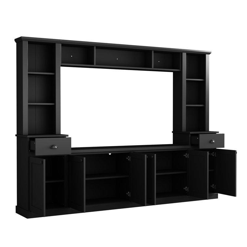 Siyah Endüstriyel Ahşap Kitaplıklı 195 cm TV Ünitesi