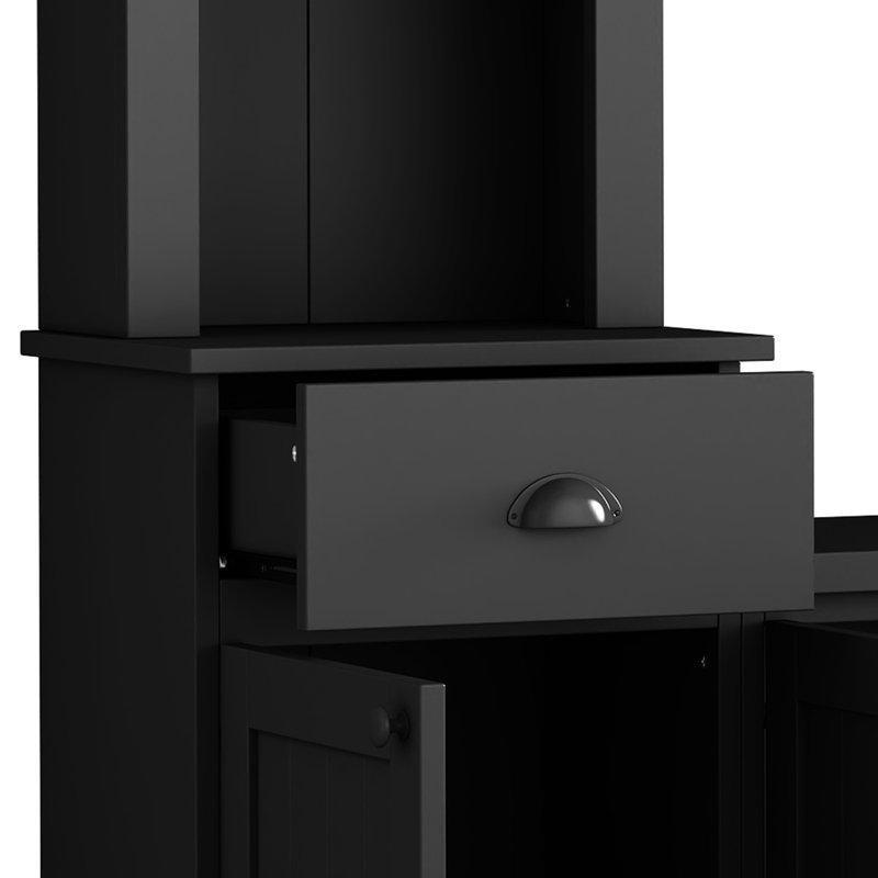 Siyah Endüstriyel Ahşap Kitaplıklı 195 cm TV Ünitesi