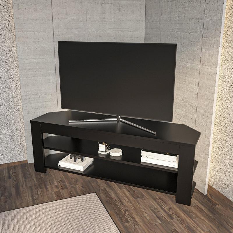 Siyah Endüstriyel Ahşap Köşe Mini TV Ünitesi 120x35x42 cm - 80215