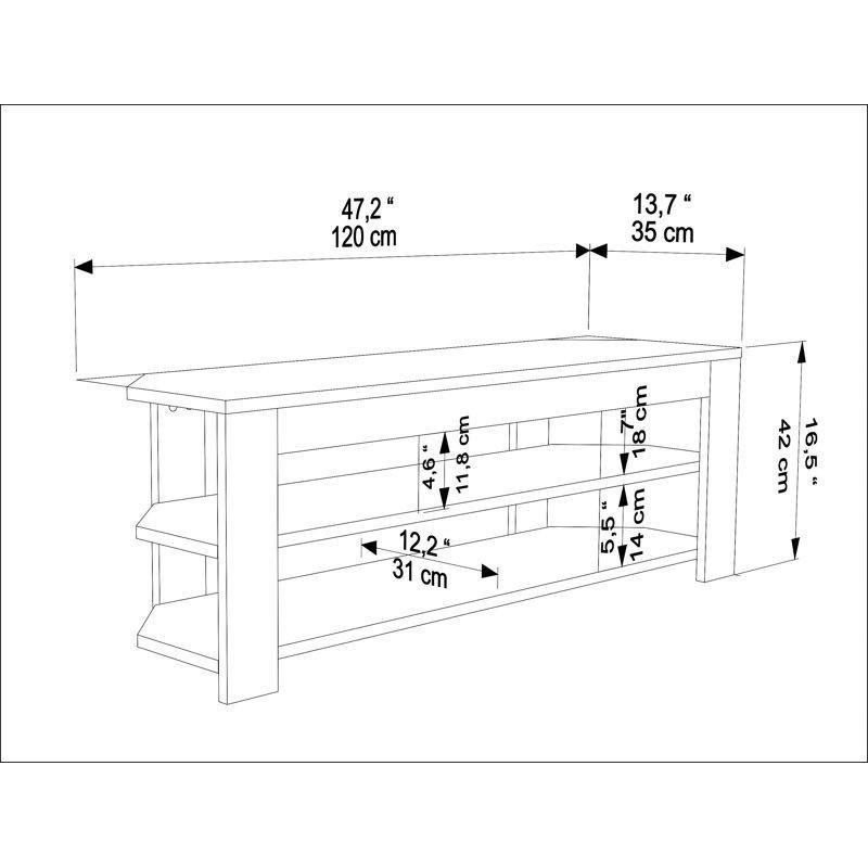 Siyah Endüstriyel Ahşap Köşe Mini TV Ünitesi 120x35x42 cm - 80215