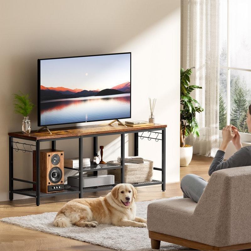 Siyah Endüstriyel Metal Çerçeveli Mini TV Ünitesi 120x30x52 cm - 80245