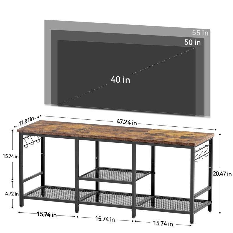 Siyah Endüstriyel Metal Çerçeveli Mini TV Ünitesi 120x30x52 cm - 80245