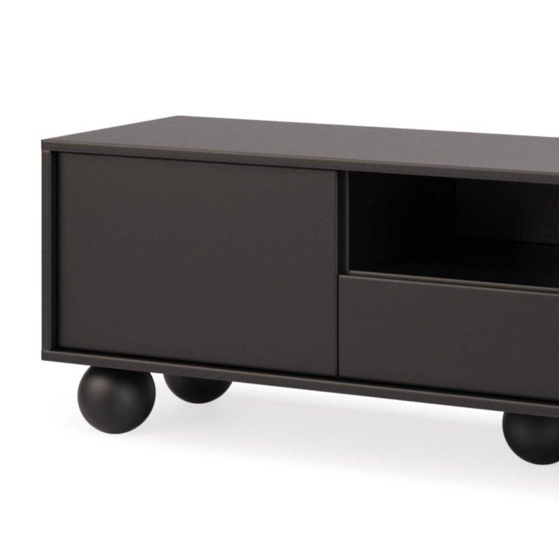 Siyah Renk İskandinav TV Ünitesi 154x46 cm Yuvarlak Ayaklı - 78970