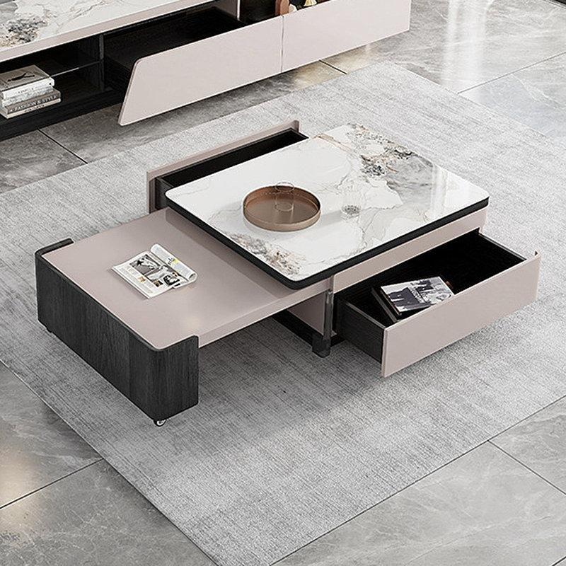 Siyah Taş Yüzey TV Ünitesi ve Teleskopik Orta Sehpa Takımı - 79792