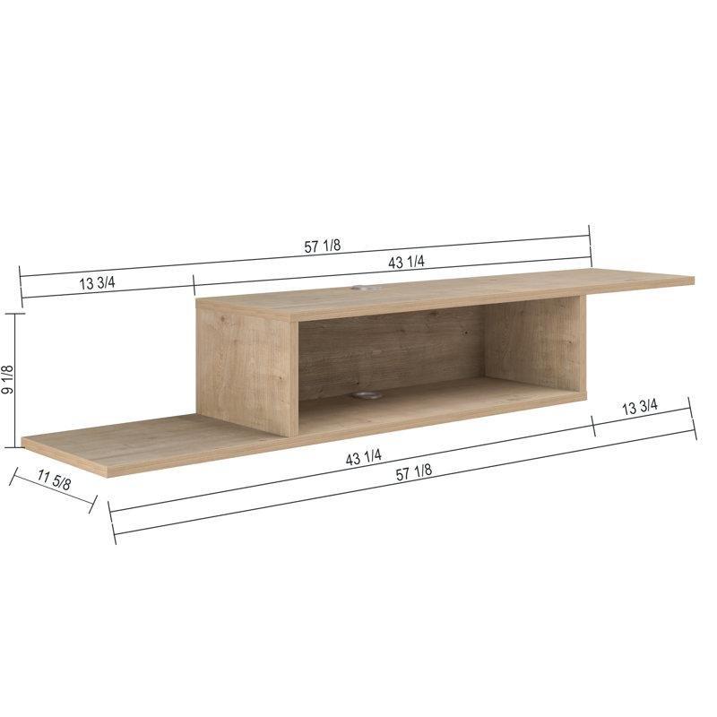Siyah ve Açık Ahşap Endüstriyel Duvara Monte TV Ünitesi 145x30 cm - 78472