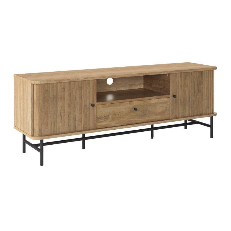 Siyah ve Açık Kahverengi Endüstriyel Ahşap Metal Ayaklı TV Ünitesi 150x39x54 cm - 79243