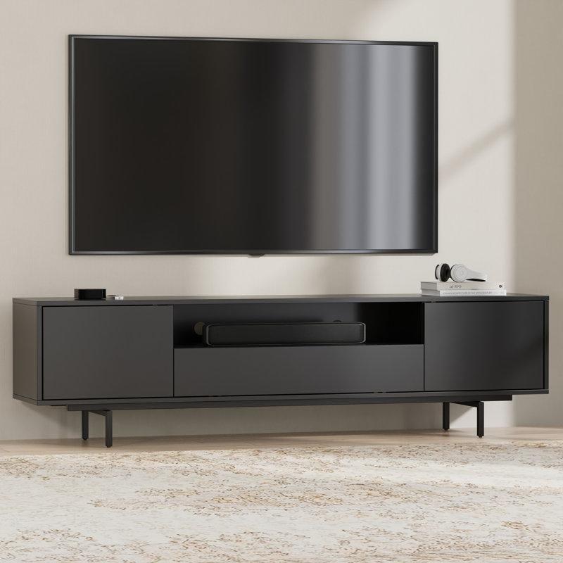 Üç Kapılı Antrasit TV Ünitesi 189 cm Genişlik Modern Metal Ayaklı