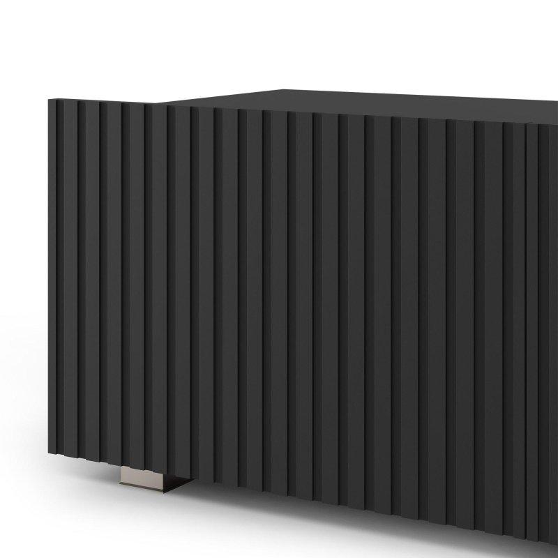Üç Kapılı Mat Siyah Rifli TV Ünitesi 150x42 cm - 78973