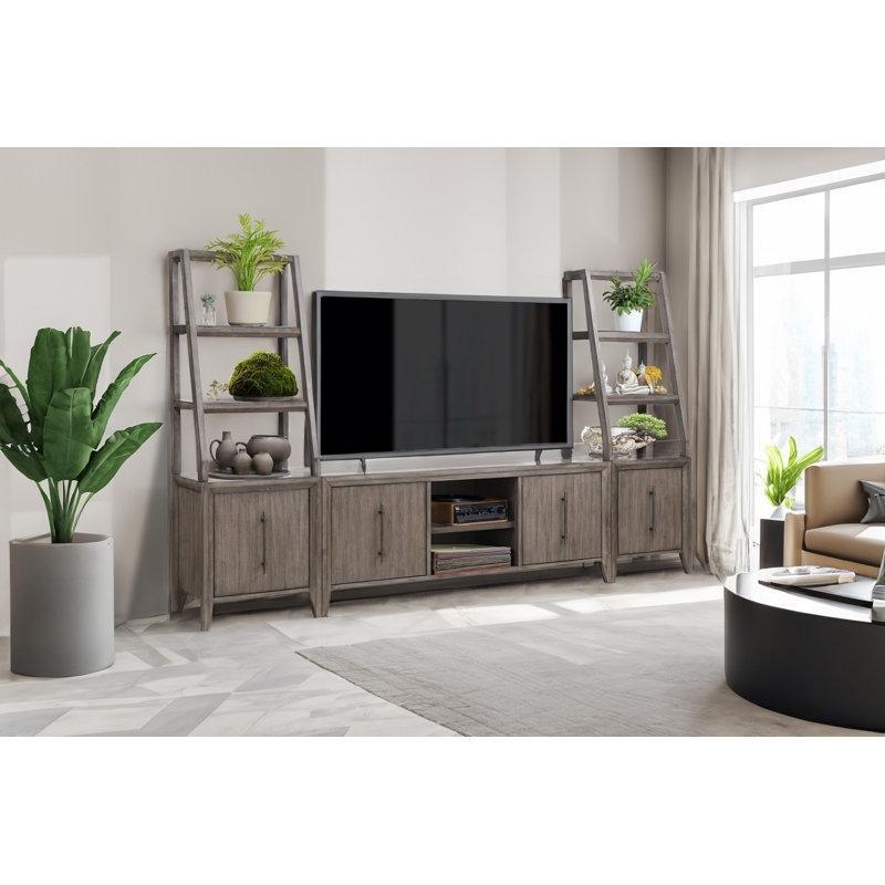 Üç Parçalı Füme Gri Rustik TV Ünitesi 183x305x46 cm - 79228