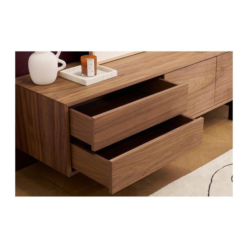 Vintage Ahşap Koyu Tonlu Metal Ayaklı 160 cm TV Sehpası