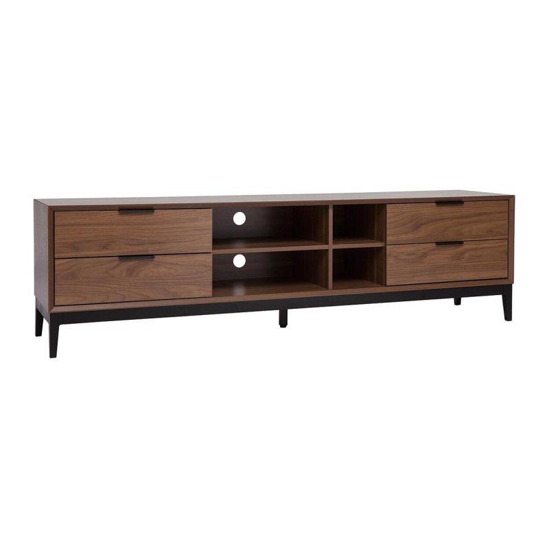 Vintage Ceviz Ahşap Metal Detaylı 180 cm TV Sehpası