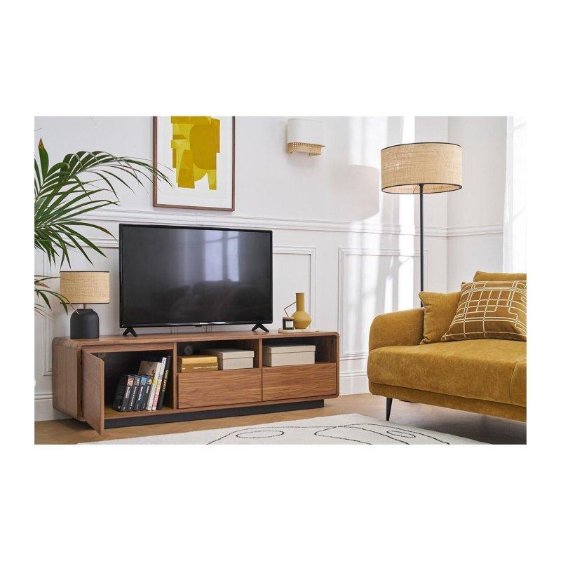 Vintage Ceviz Ahşap ve Siyah Metal TV Ünitesi 160 cm