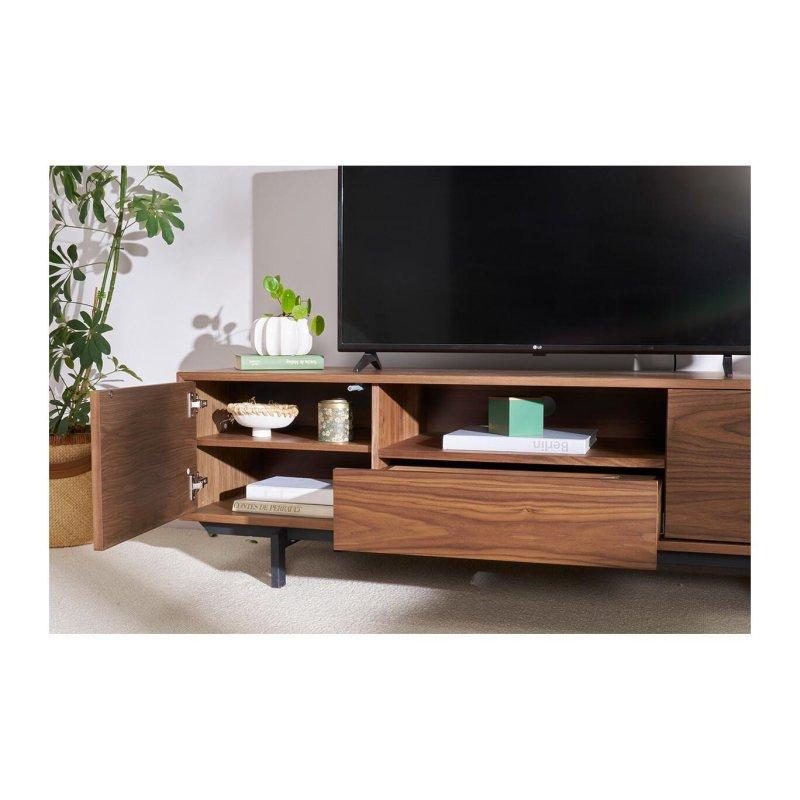 Vintage Dokulu Koyu Ahşap TV Sehpası 160 cm