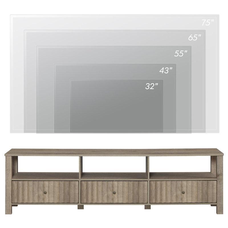 Vintage Gri Endüstriyel Ahşap 178 cm TV Ünitesi LED Işıklı Depolama Kredenzası - 79141