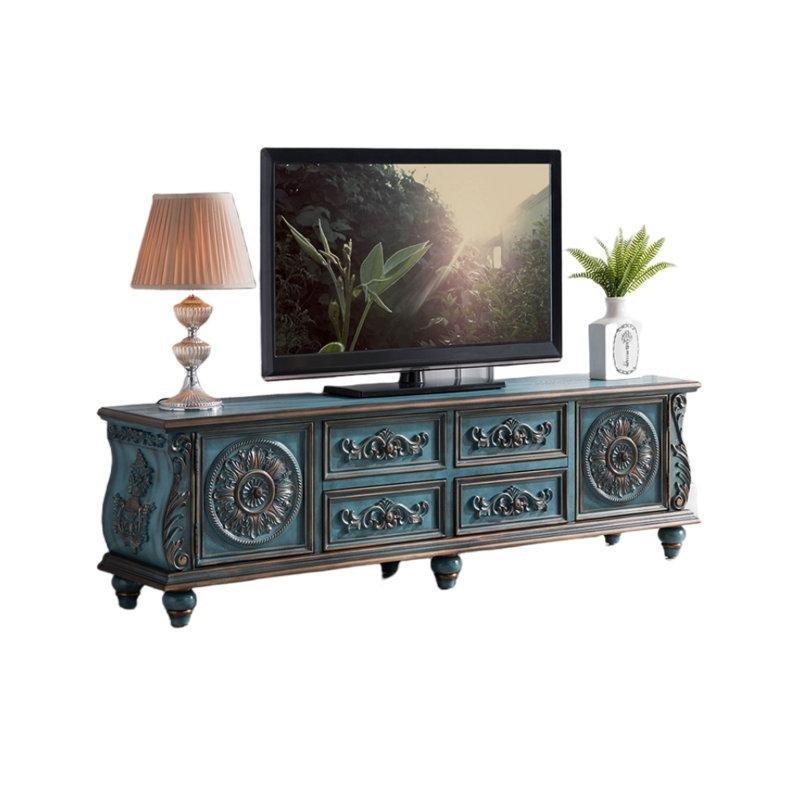 Vintage Oymalı Katı Ahşap TV Ünitesi 180 cm Genişlik - 80299