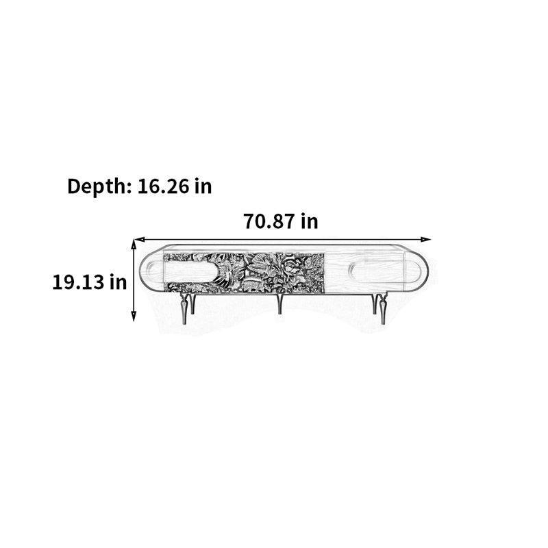 Yeşil Renkli TV Ünitesi Açık Ahşap Ayaklı Üç Çekmeceli - 80341