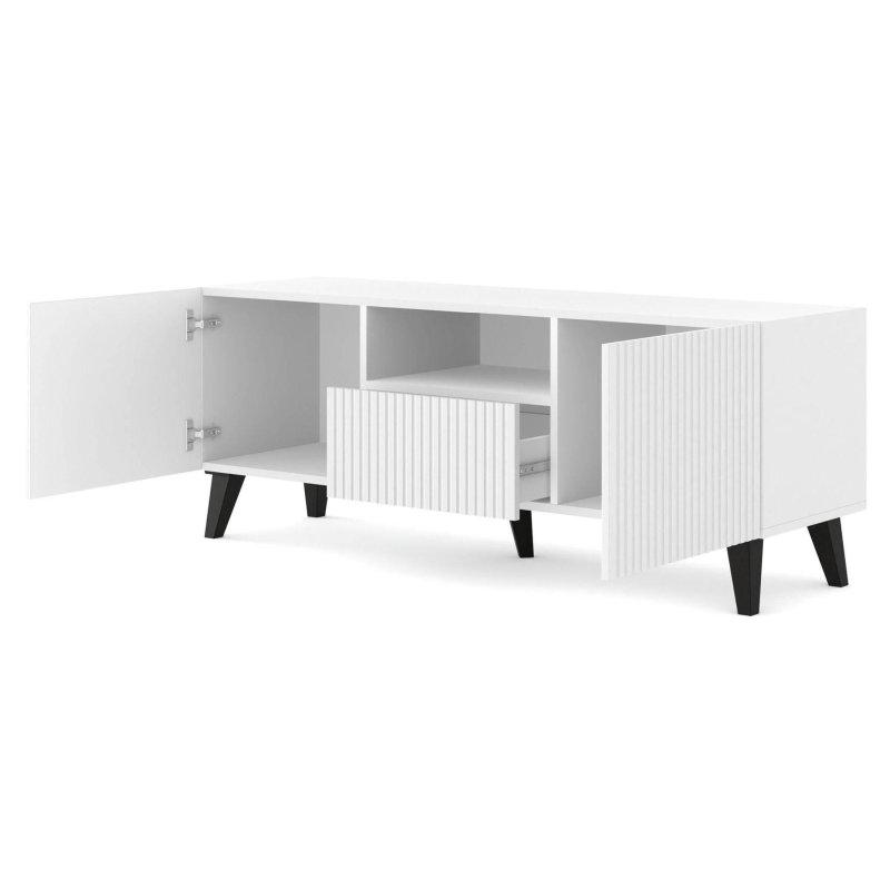 150 cm Beyaz Mat ve Siyah Endüstriyel Ahşap TV Ünitesi Ravenna - 80506