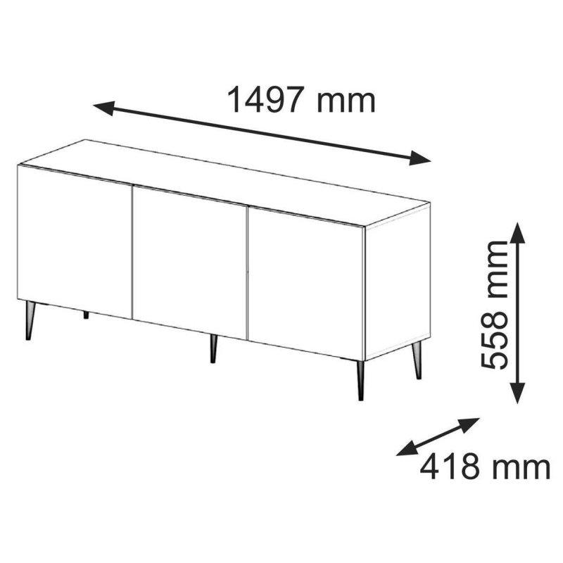 150 cm Endüstriyel Ahşap ve Mat Siyah Ayaklı TV Ünitesi - 80518