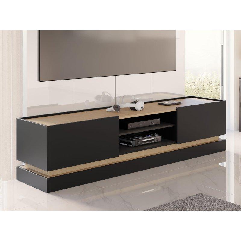 200 cm Açık Ahşap ve Siyah TV Ünitesi - 80671