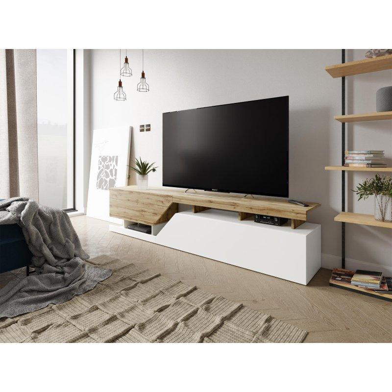 200 cm Açık Ceviz ve Beyaz TV Ünitesi Ceelias - 80719