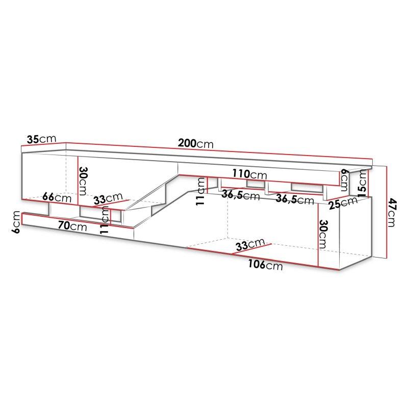 200 cm Açık Ceviz ve Beyaz TV Ünitesi Ceelias - 80719