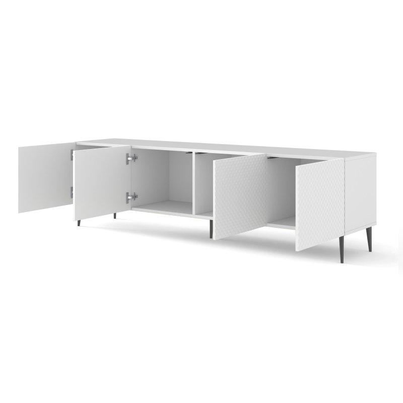 200 cm Beyaz TV Ünitesi 4 Kapılı Mat ve Parlak Tasarım - 80677