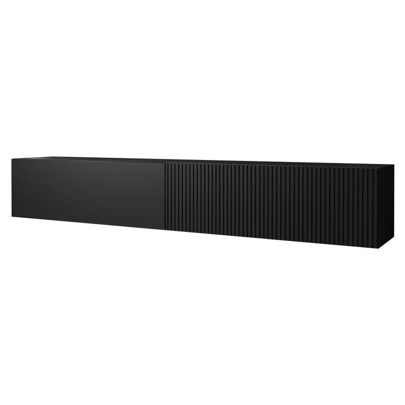 200 cm Siyah Laminat TV Ünitesi Dikey Çizgili Tasarım - 80779