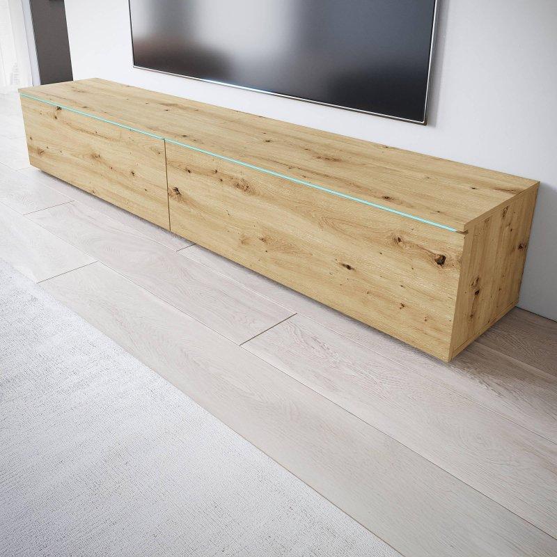 Açık Ahşap Renkli 180 cm TV Ünitesi LED Aydınlatmalı - 80662