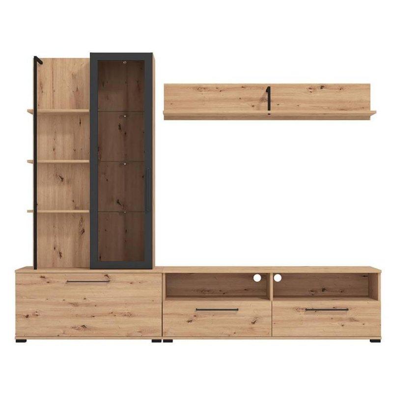 Açık Ahşap Tonlu Vitrinli TV Ünitesi 230x183 cm - 81820