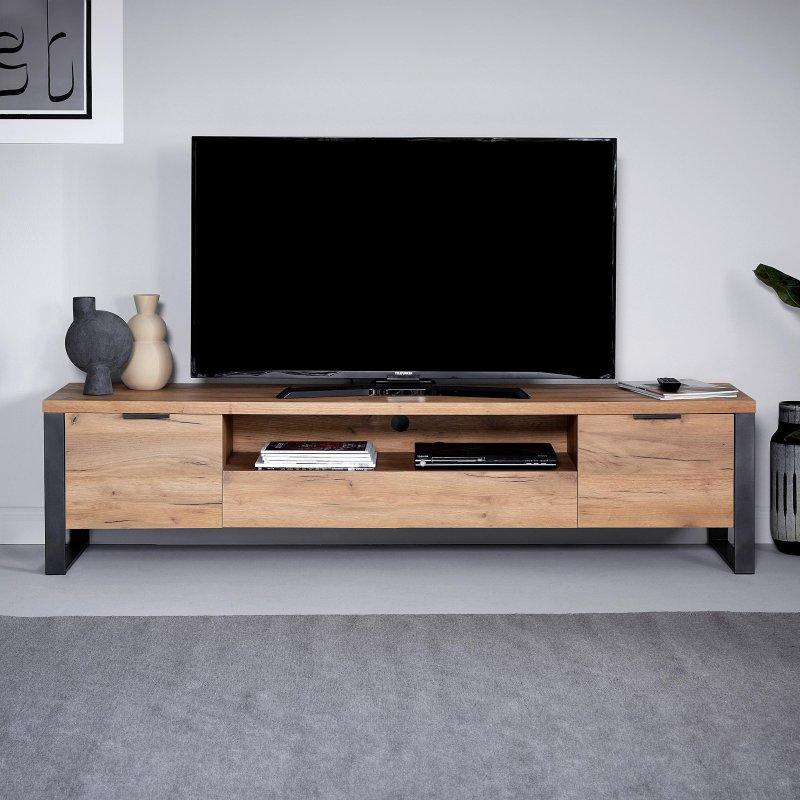 Açık Ahşap ve Antrasit 180 cm TV Ünitesi - 80653