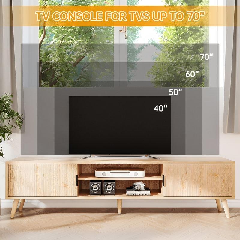 Açık Raflı ve Kapalı Dolaplı Modern TV Konsolu 157 cm - 80839