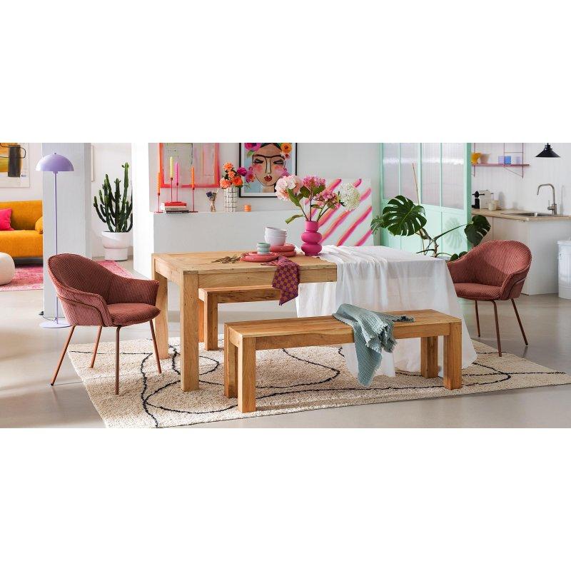 Açılabilir Masif Ahşap Yemek Masası 180x90 cm Kum Rengi - 82639