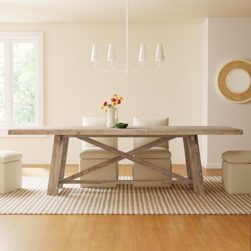 Açılabilir Masif Ahşap Yemek Masası Gri Renk 210 cm - 82486