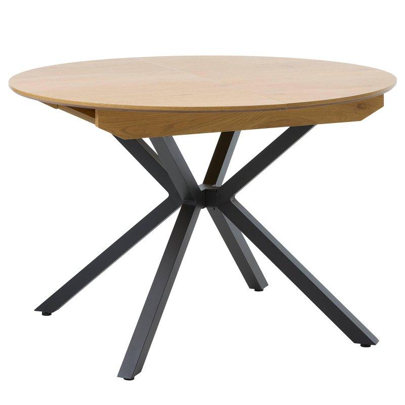 Açılır Yuvarlak Yemek Masası 120 cm Ahşap Dönerli Siyah Ayaklı - 82612