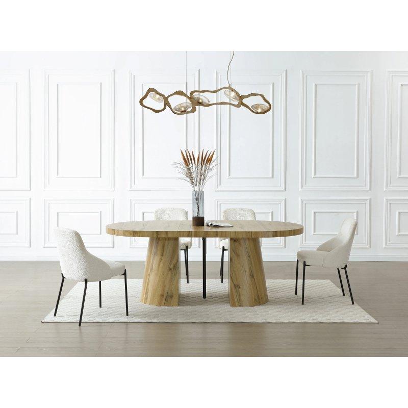Açılır Yuvarlak Yemek Masası 300 cm MDF Açık Doğal Renk - 83047