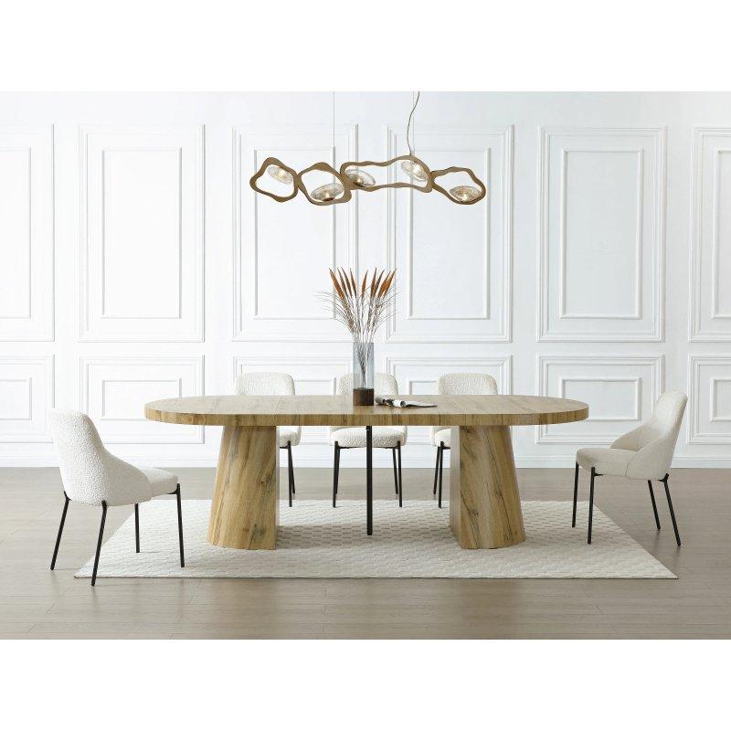 Açılır Yuvarlak Yemek Masası 300 cm MDF Açık Doğal Renk - 83047