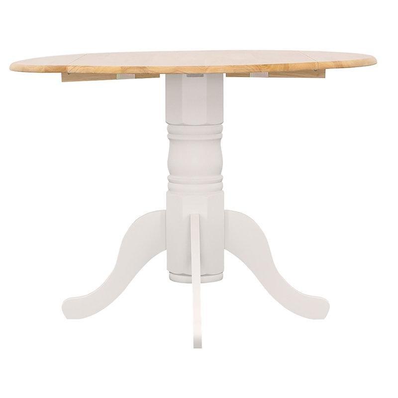 Açılır Yuvarlak Yemek Masası 40 cm Beyaz Pedestal Tabanı Doğal Ahşap Üst - 82411