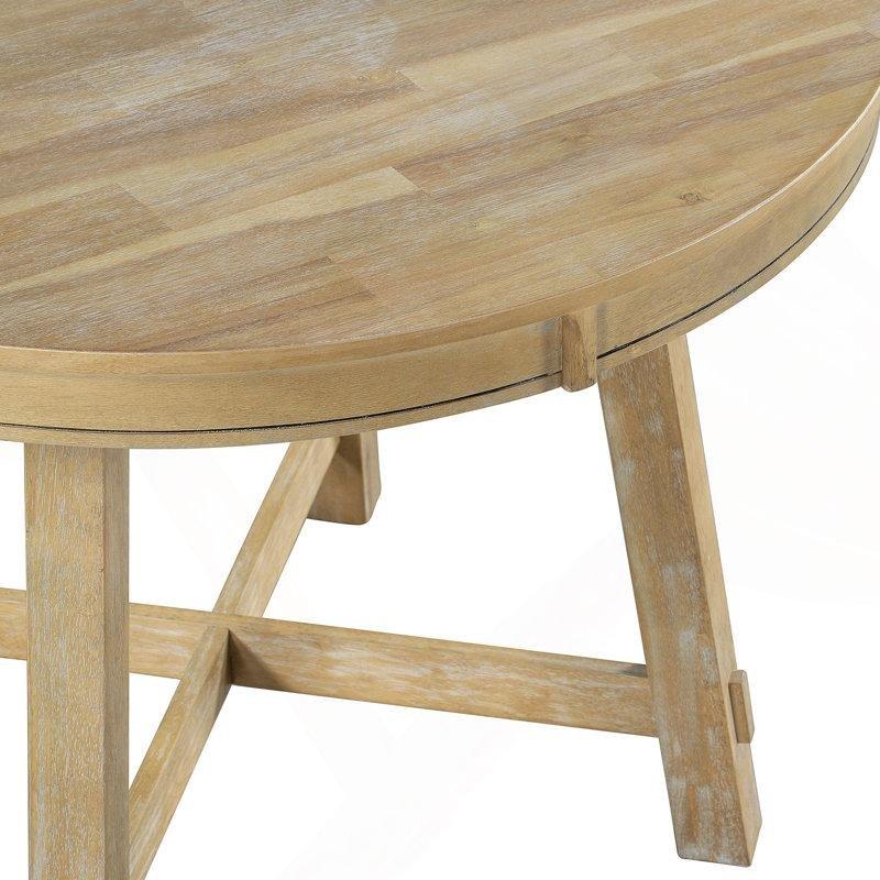 Açılır Yuvarlak Yemek Masası Açık Meşe Rengi MDF Kauçuk Ağacı 147 cm - 82381