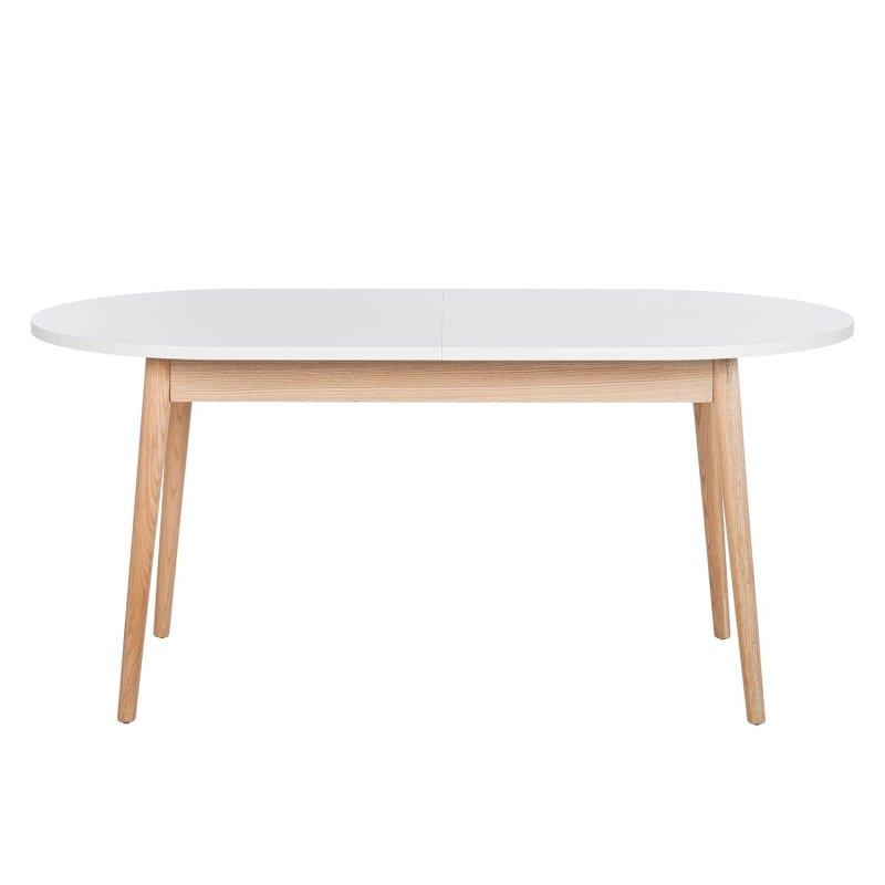 Açılır Yuvarlak Yemek Masası Beyaz Meşe 170x90 cm - 82594