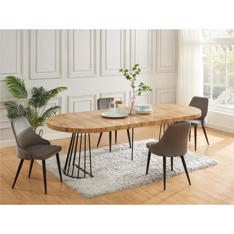 Açılır Yuvarlak Yemek Masası Doğal Ahşap MDF 110x260 cm - 82606