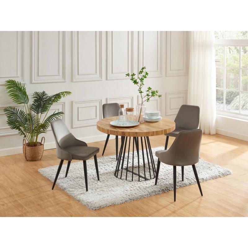 Açılır Yuvarlak Yemek Masası Doğal Ahşap MDF 110x260 cm - 82606