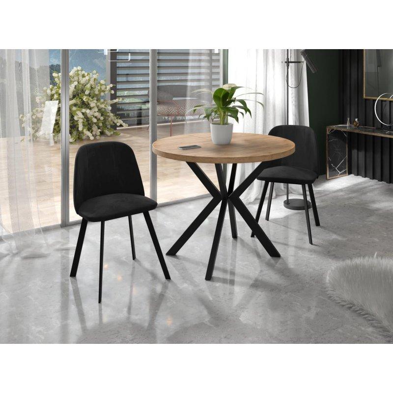 Açılır Yuvarlak Yemek Masası Endüstriyel Ahşap 100 cm - 82576