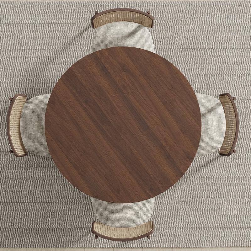Açılır Yuvarlak Yemek Masası Koyu Ahşap Pedestal Tabanlı 76 cm - 82420