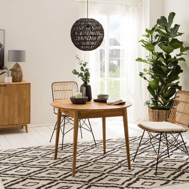 Açılır Yuvarlak Yemek Masası Masif Meşe Ahşap 100 cm - 82609