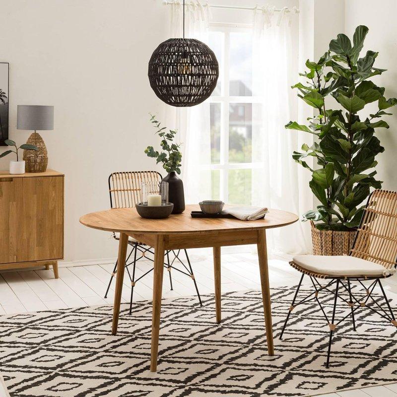 Açılır Yuvarlak Yemek Masası Masif Meşe Ahşap 100 cm - 82609
